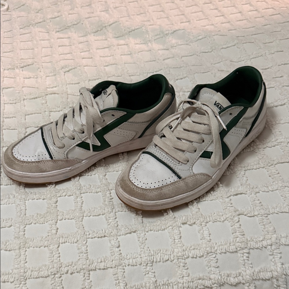 Vans Women’s White and Green Sneakers